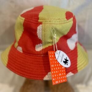VERLOOP NWT RARE Dead Stock Camo Print Knit Bucket Hat Orange Yellow One-Size